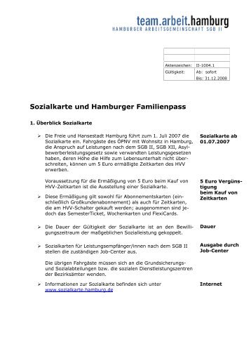 Sozialkarte und Hamburger Familienpass - team-arbeit-hamburg
