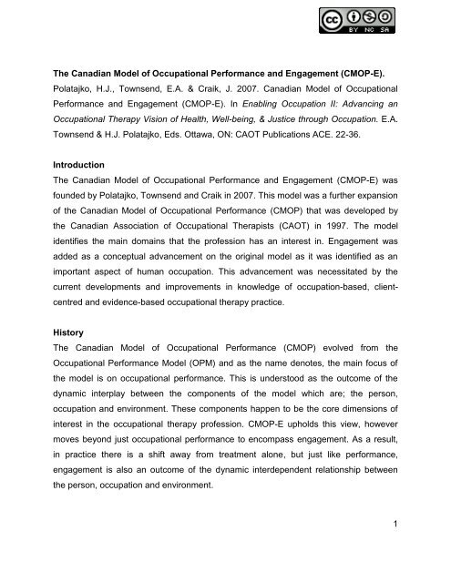 Canadian model of occupational performance and engagement