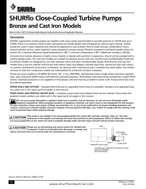 316 Stainless Steel, Bronze and Cast Iron Models - SHURflo Industrial