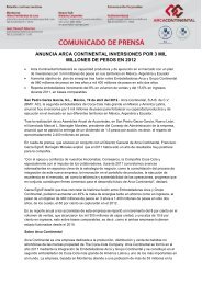 anuncia arca continental inversiones por 3 mil millones de pesos en ...