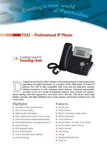 T322 – Professional IP Phone Highlights - Tadiran Telecom