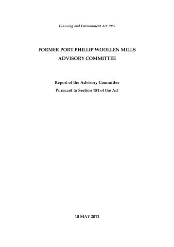FORMER PORT PHILLIP WOOLLEN MILLS ADVISORY COMMITTEE