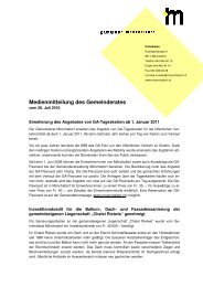 Medienmitteilung des Gemeinderates - Gemeinde Mönchaltorf