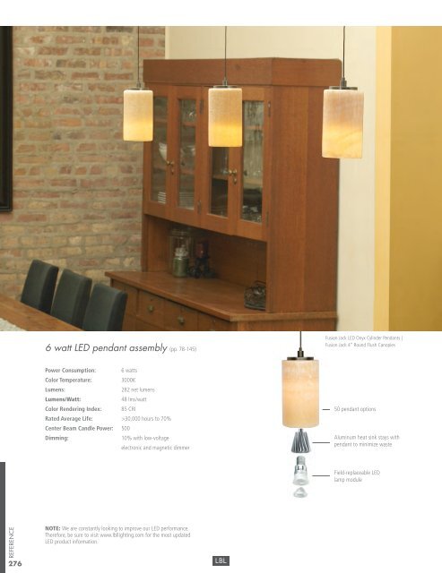 6 watt LED pendant assembly (pp. 78-145) - LBL Lighting