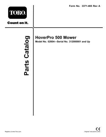 Toro HoverPro 500 Parts Manual (pdf - 368kb)