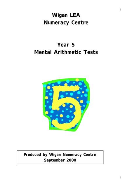 Year Five Mental Arithmetic Test 1 - Wigan Schools Online