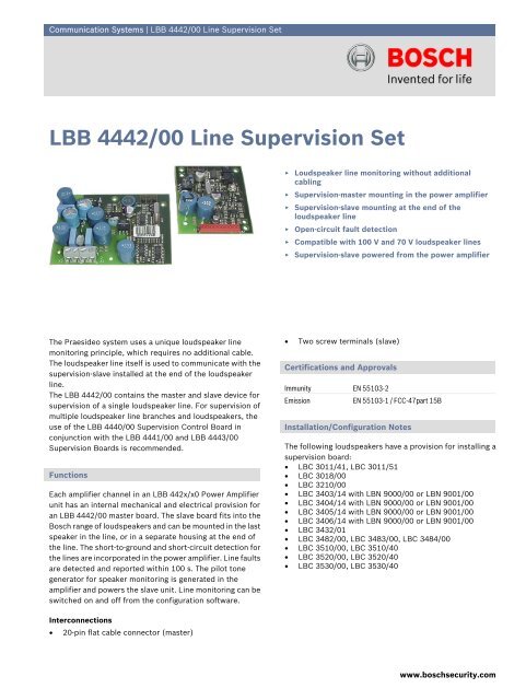 LBB 4442/00 Line Supervision Set - Bosch