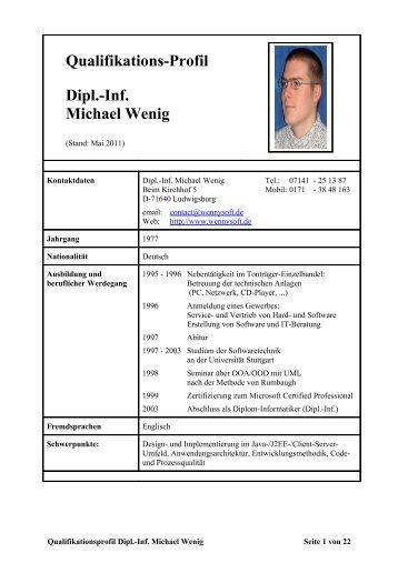 Qualifikations-Profil Dipl.-Inf. Michael Wenig - WennySoft