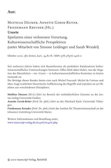 Matthias Däumer, Annette Gerok-Reiter, Friedemann Kreuder (Hg ...