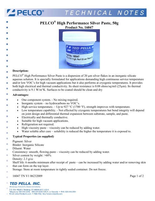 PELCO High Performance Silver Paste, 50g - Ted Pella, Inc.