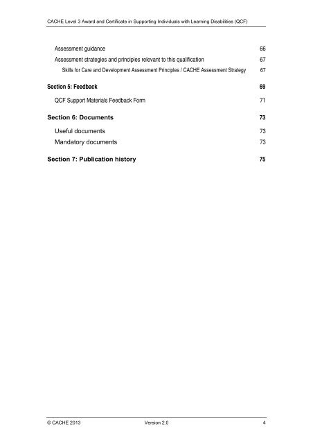 CACHE Qualification Specification