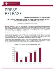 Press release - Caisse de dÃ©pÃ´t et placement du QuÃ©bec