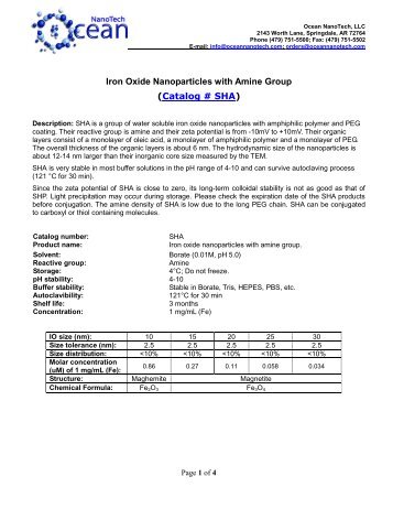 Iron Oxide Nanoparticles with Amine Group - Ocean NanoTech, LLC