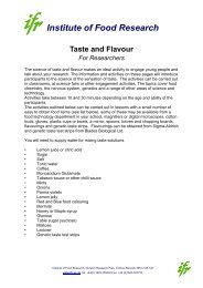 Taste and Flavour Activities - Institute of Food Research