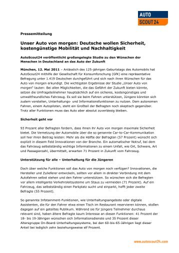 Unser Auto von morgen: Deutsche wollen Sicherheit - Autoscout24