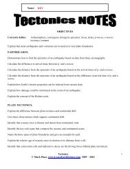 Tectonic Notes Key - Learn Earth Science