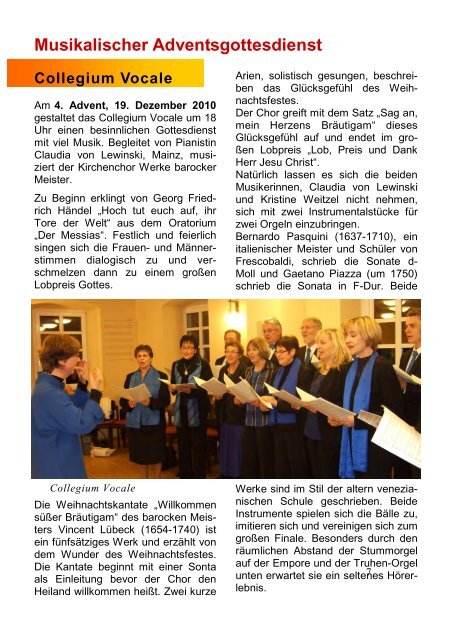 Dezember bis Feburar 2011 - Evangelische Kirchengemeinde ...