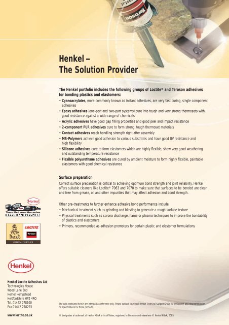 Plastic and Elastomer Bonding Guide - Henkel