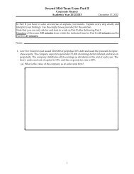 Second Mid-Term Exam Corporate Finance Part II