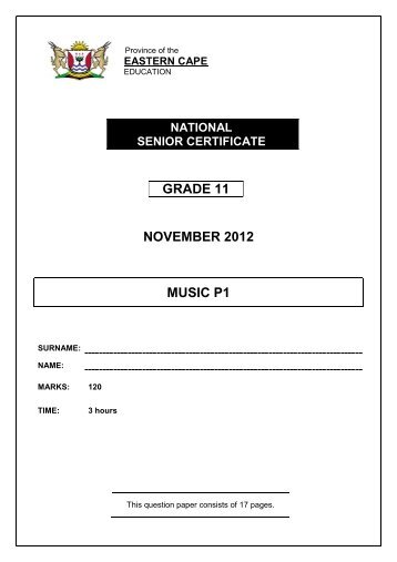 GRADE 11 NOVEMBER 2012 MUSIC P1 - Ecexams.co.za
