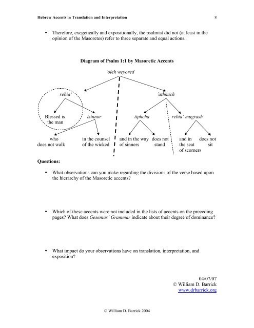 The Masoretic Hebrew Accents in Translation and Interpretation