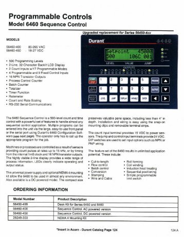 Durant® 6460 Sequence Control PDF - Acorn Industrial Products Co