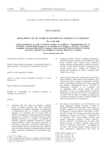 Regulamentul (CE) nr. 767/2009 al Parlamentului ... - ansvsa