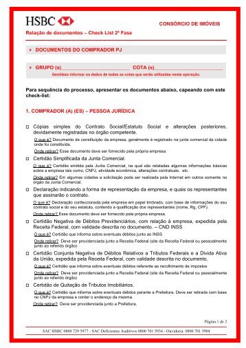 Check List 2Âª Fase > DOCUMENTOS DO COMPRADOR PJ ... - HSBC