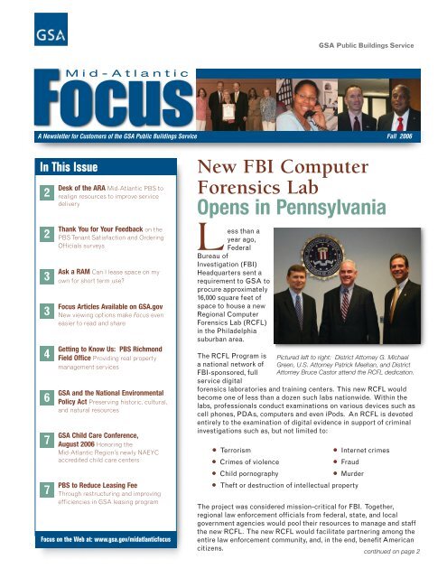 Gsa Mid Atlantic Region Fall 2006 Focus Newsletter Regional