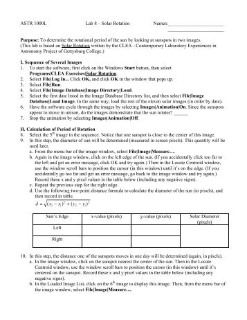 ASTR 1000L Lab 8 â Solar Rotation Names