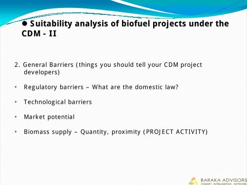 Notes on Biofuels Project Development & Methodologies