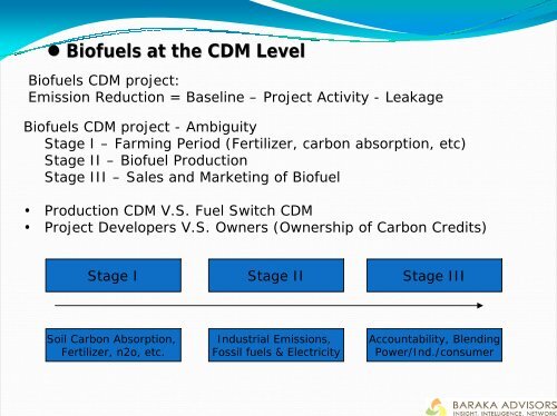 Notes on Biofuels Project Development & Methodologies