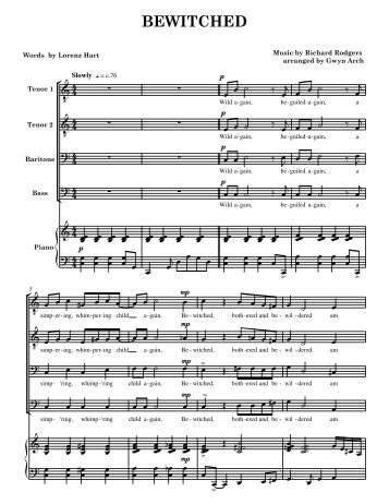 Bewitched - sheet music for male voice choirs