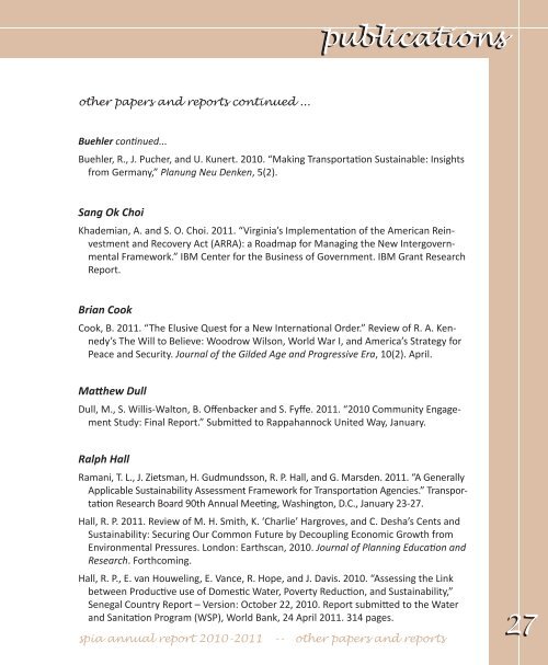 2010-2011 REPORT - School of Public and International Affairs
