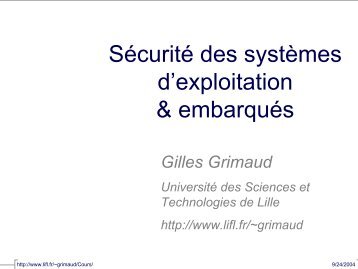 SÃ©curitÃ© des systÃ¨mes d'exploitation & embarquÃ©s - LIFL