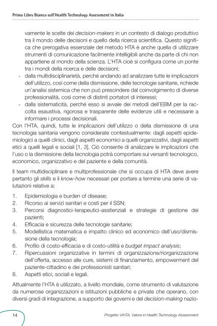 Primo Libro Bianco sull'Health Technology Assessment in ... - Ijph.it