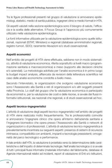 Primo Libro Bianco sull'Health Technology Assessment in ... - Ijph.it