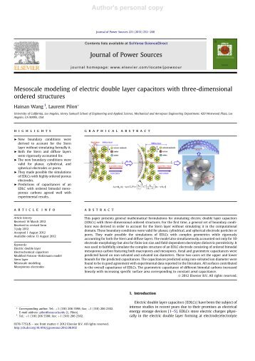 Mesoscale Modeling of Electric Double Layer Capacitors With Three ...