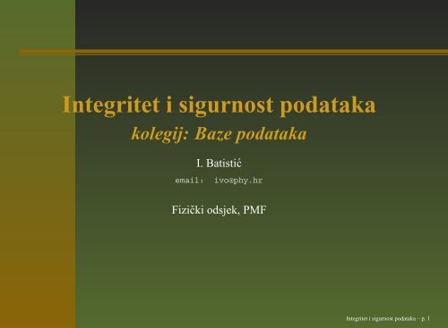 Integritet i sigurnost podataka - grdelin