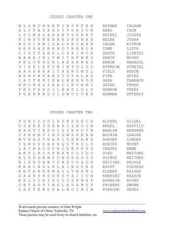 Judges Word Search Puzzles - Woodbine Church of Christ