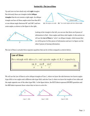 Section 9.2 â The Law of Sines