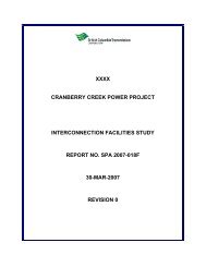 Cranberry Creek Facilities Study - BC Hydro - Transmission