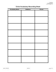 Circle Vocabulary Recording Sheet