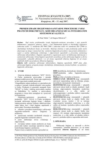 primer izrade higijensko-sanitarne procedure i njoj pratecih ...