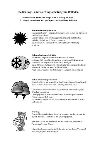 Bedienungs- und Wartungsanleitung fÃ¼r RollÃ¤den - Rolloscout