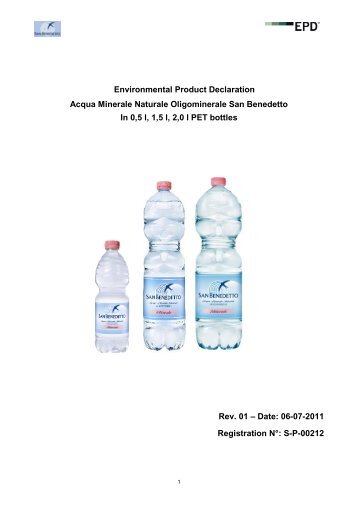 Environmental Product Declaration Acqua Minerale Naturale