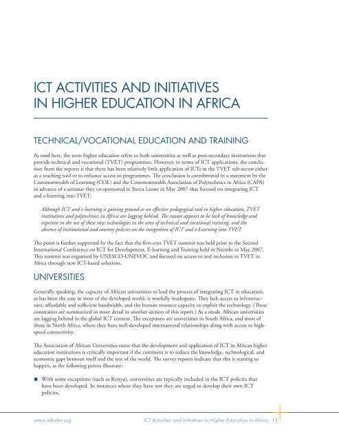 SURVEY OF ICT AND EDUCATION IN AFRICA - infoDev