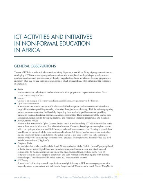 SURVEY OF ICT AND EDUCATION IN AFRICA - infoDev