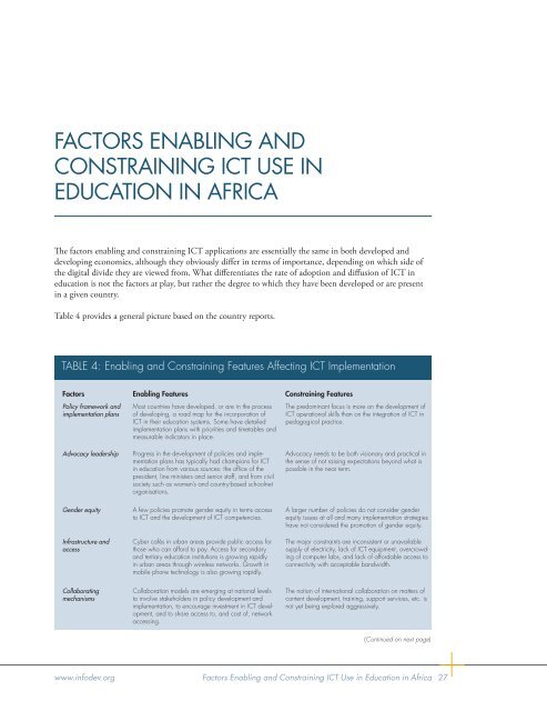 SURVEY OF ICT AND EDUCATION IN AFRICA - infoDev