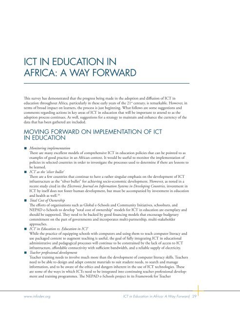 SURVEY OF ICT AND EDUCATION IN AFRICA - infoDev